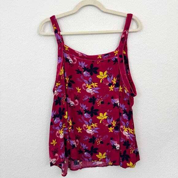 ModCloth Womens Tank Top Blouse Size 3X Flowy Lemur Frog Floral Bright Pink - Picture 3 of 8
